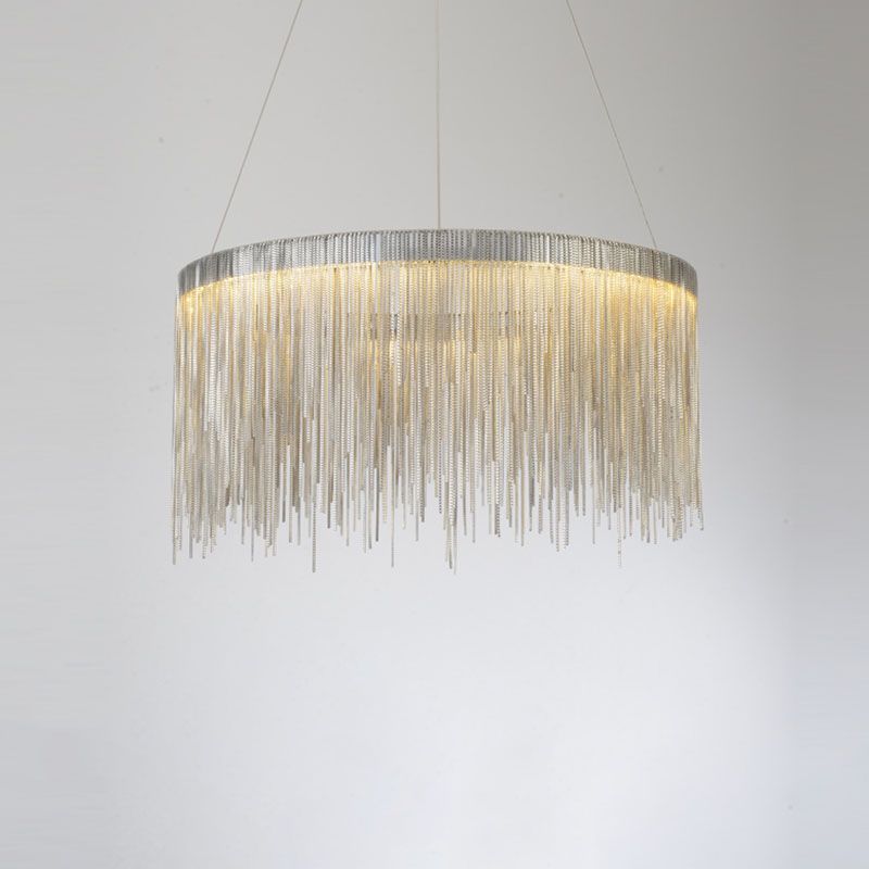 Metal Fringe Circular Pendant Light Postmodern Style Single Suspension Light Fixture for Living Room