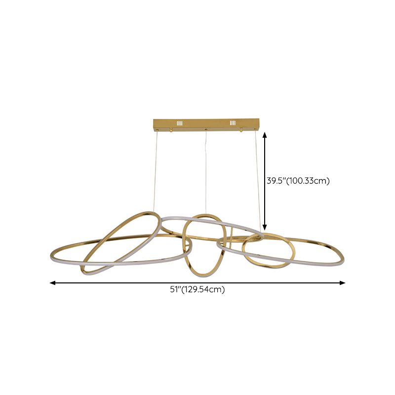 Strip Shape Island Lamp LED Island Hanging Light with Silica Gel Shade for Dining Room