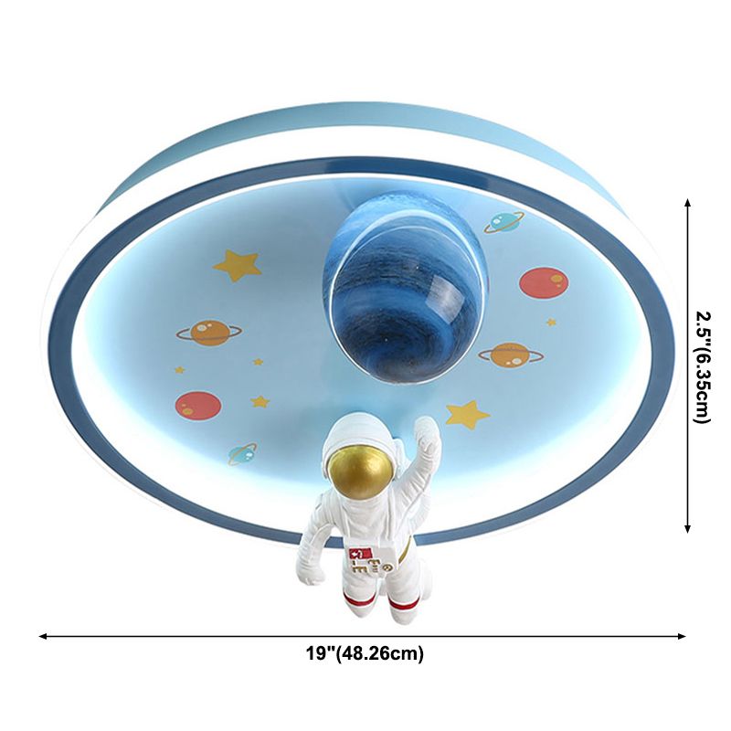 Astronaut LED Ceiling Lamp White Acrylic Flush Mount Light for Children's Room