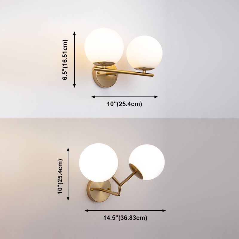 Accesorios de iluminación de pared de bola de vidrio blanco de forma de pared de estilo moderno lámpara montada en la pared
