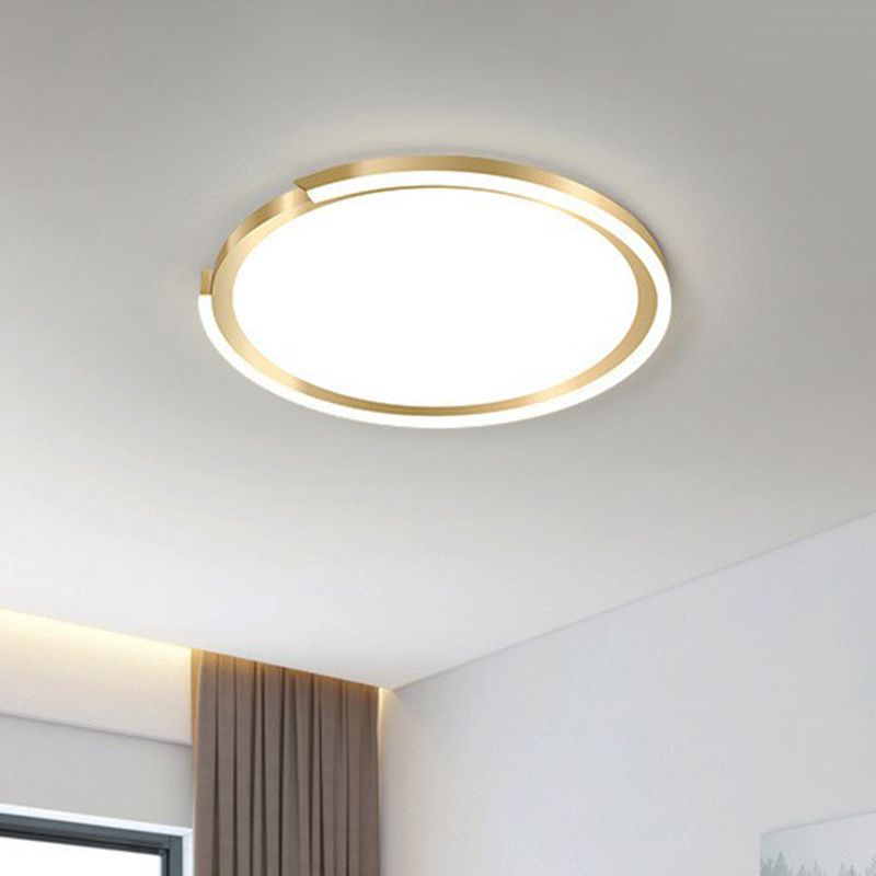Extra dunne ronde LED-inbouwlamp Eenvoud Metallic slaapkamer inbouwplafondlamp in goud