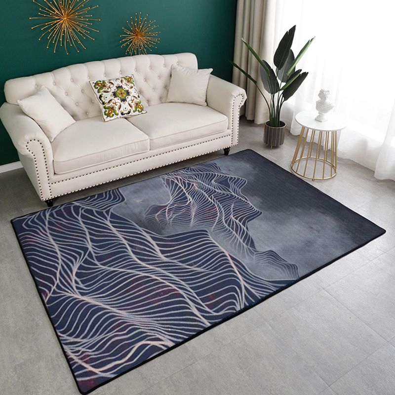 Zwart eenvoudig tapijt polyester abstract patroon tapijt wasbaar tapijt voor woonkamer