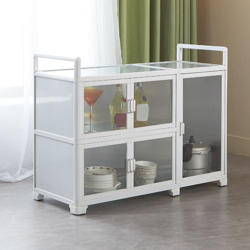 Contemporary Metal Sideboard Glass Buffet Table for Living Room