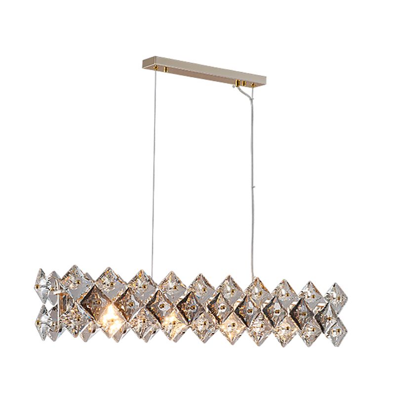 Modern 4/6-Light Golden Kitchen Island Lighting Crystal Island Pendant Lighting