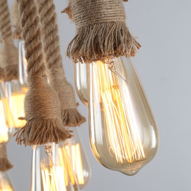 Hemp Rope Hanging Island Light Industrial Hanging Lighting Fixture for Dining Room