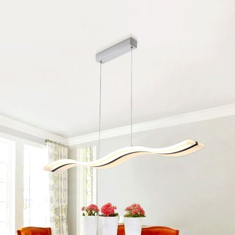 Iluminación de techo de LED acrílico sombreado lámpara de lámpara de níquel minimalista para comedor