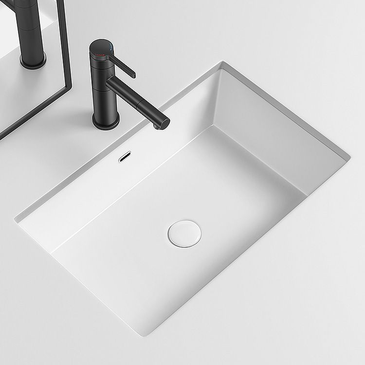 Modern Undermount Vanity Sink Porcelain with Faucet and Overflow Basin Sink