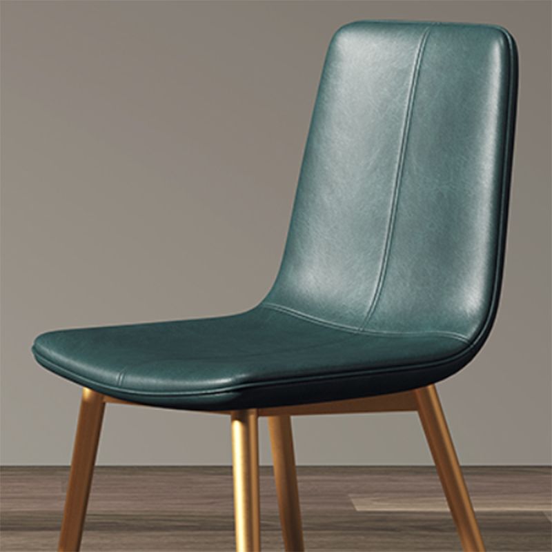 Glam Style Dining Chair Faux Leather Dining Side Chair with Metal Legs