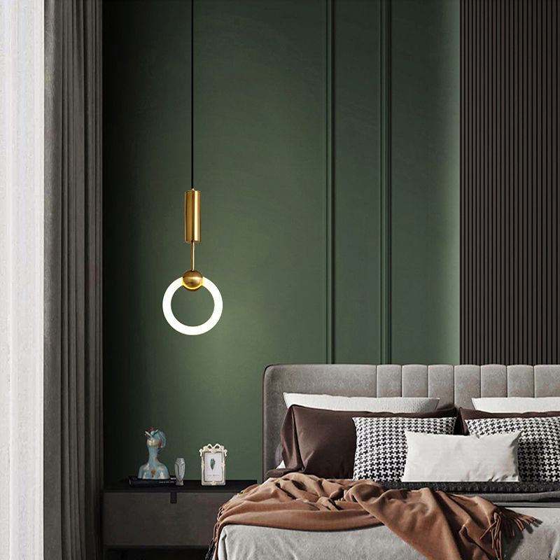 Suspension de suspension anneau lumière moderne de style moderne LED PLAN PLENDANT BLANC