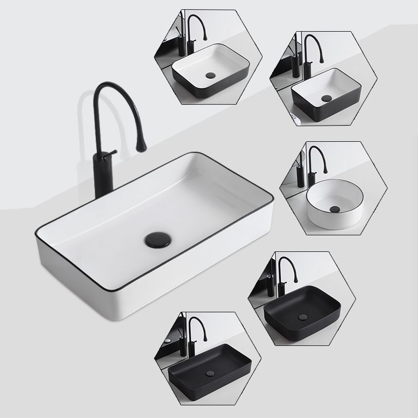 Modern Trough Bathroom Sink White and Black Trough Bathroom Sink