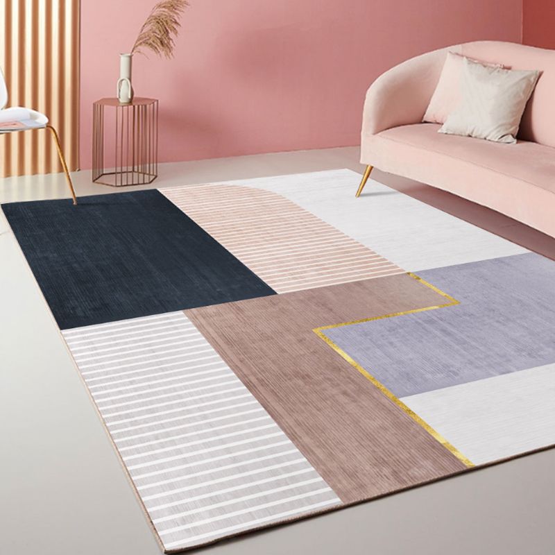 Yellow Modern Area Rug Blended Geometric Rug Non-Slip Backing Rug for Living Room