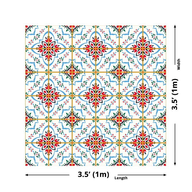 Quatrefoil Floral Print Wallpapers Bohemian Stick On Restroom Wall Covering, 3.5' x 3.5"