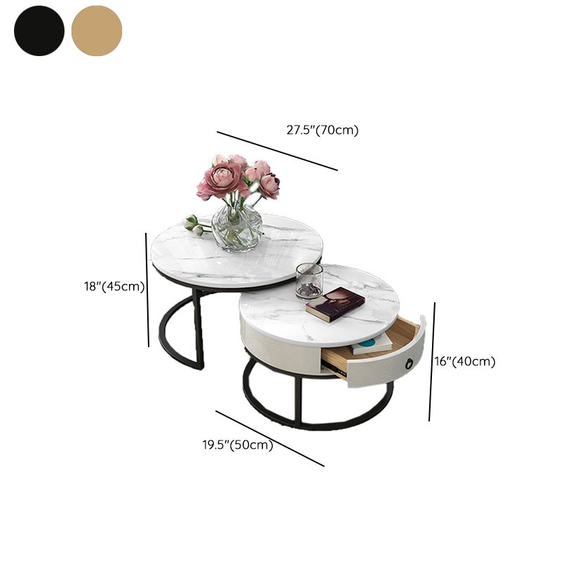 Round Nesting Coffee Table Set Round Frame Coffee Table with Drawer