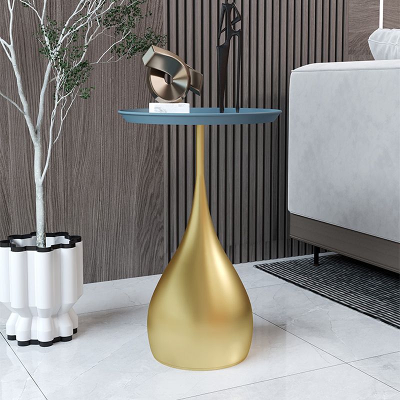 Modern Style Blue/gold/black Metal Base Metal Tray Round Side Table