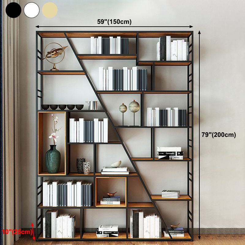 9.84"W 78.74"H Bookcase Industrial Style Open Back Bookcase for Study Room Home Office