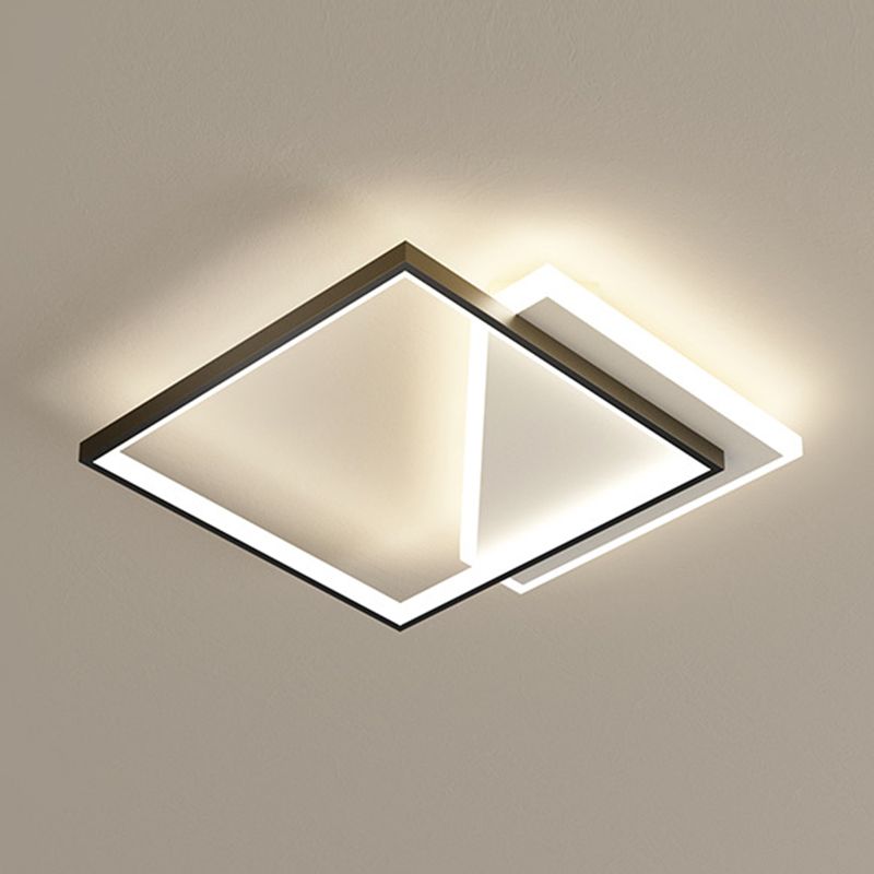 Plafonnier encastré géométrique en métal, LED moderne, proche du plafonnier, noir et blanc