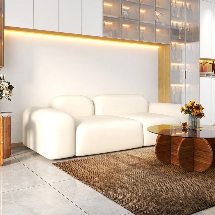 Scandinavian Sofa Fabric White Cushions Standard Square Arm Living Room Seating