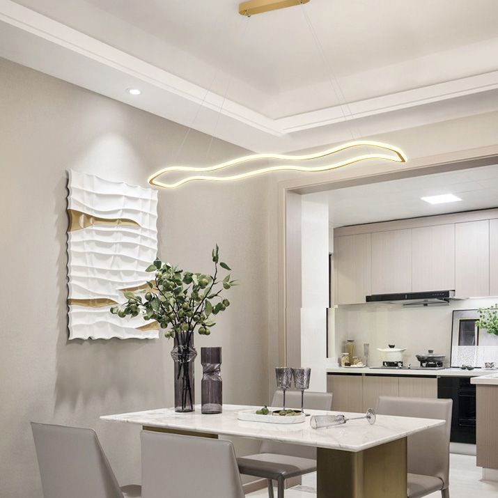 Metal Wavy Island Candant Light Modern Style Modern LED Isola Lucile per la sala da pranzo