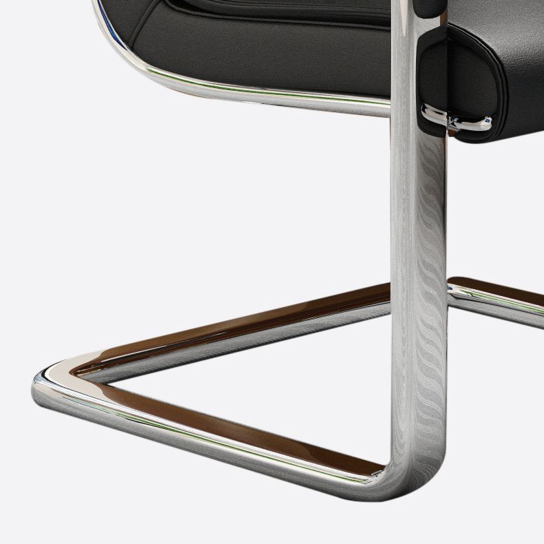 Chrome Metal Base Contemporary Style Task Chair Leather Office Chair