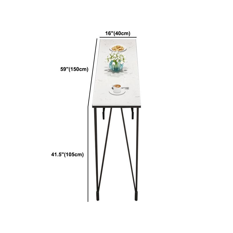 Modern 1/4 Pieces Bar Table Set Rectangle Stone Counter Table with Backrest Stools