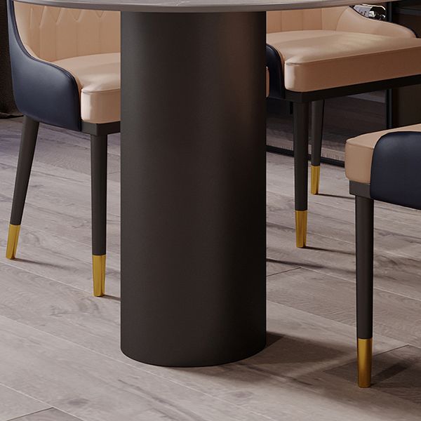 Mesa de comedor con tapa de piedra sinterizada de forma libre, mesa moderna con base de metal