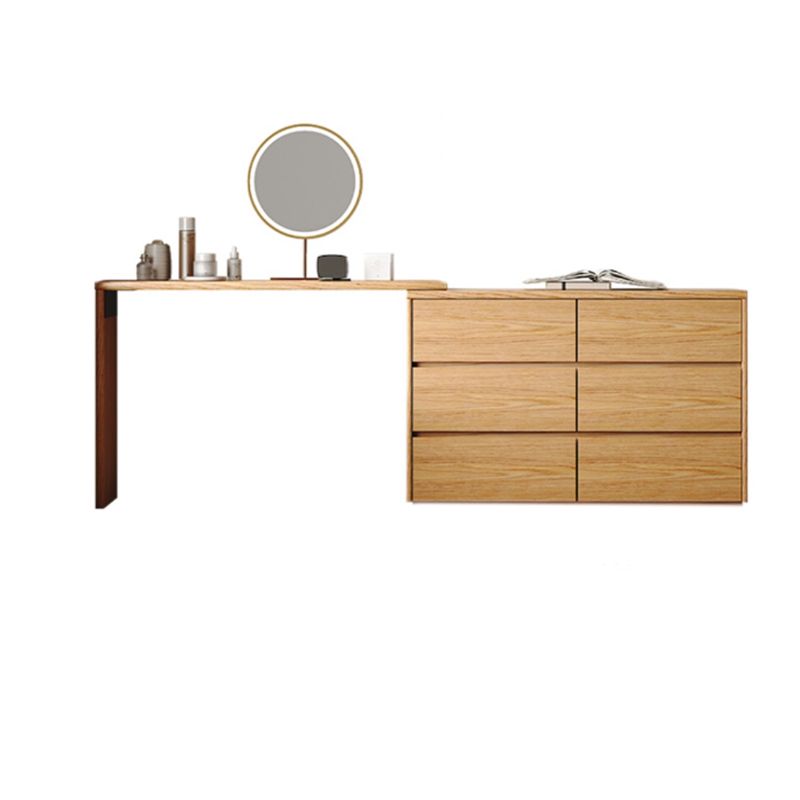 Contemporary Oak With Drawer Natural Mirror Bedroom Dressing Table