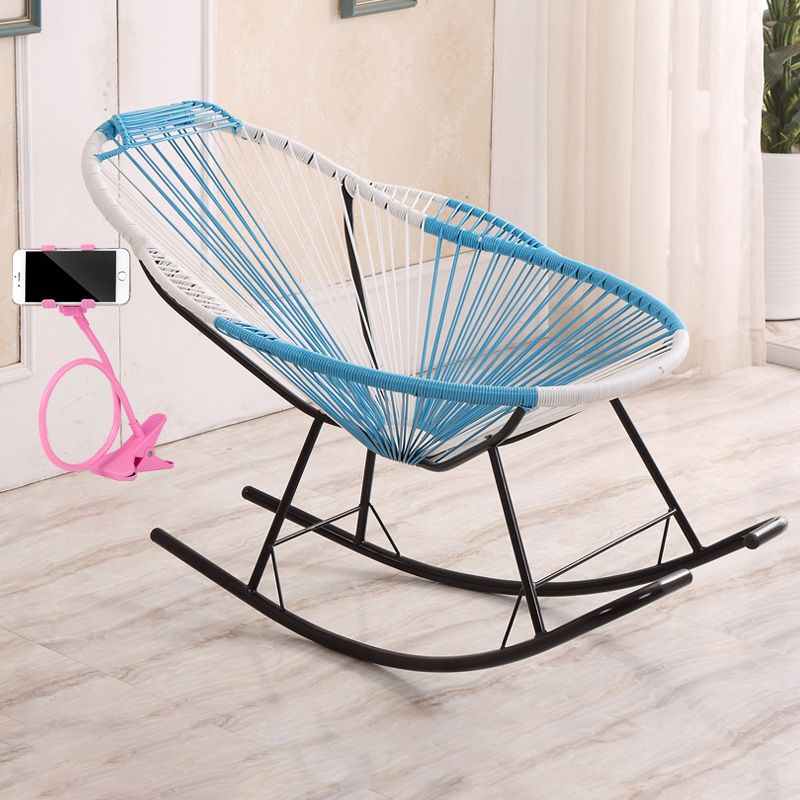 Stylish Rocking Accent Chair Woven Rope Color Block Indoor Rocking Chair