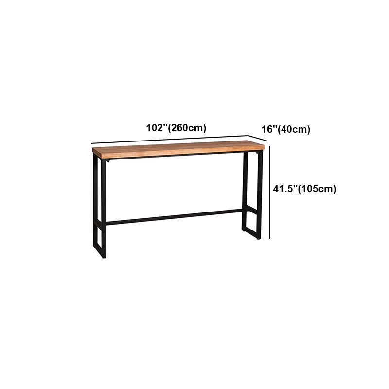 Table de bar de style moderne en bois massif et table de bar à café brun en fer