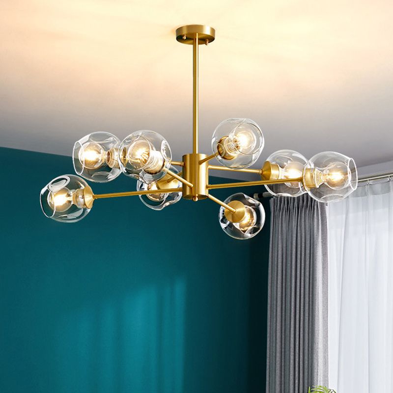 Luz de colgante de oro de vidrio en la lámpara de lámpara de cobre de estilo de lujo moderno para espacios interiores