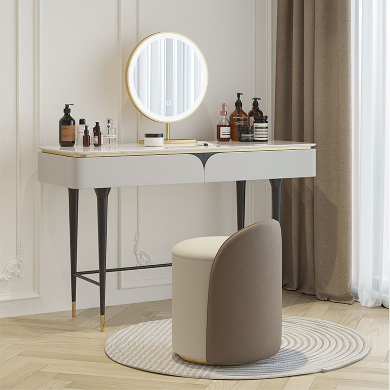 Rock Slate Off-white Dressing Table with 4 Drawers Metal Base
