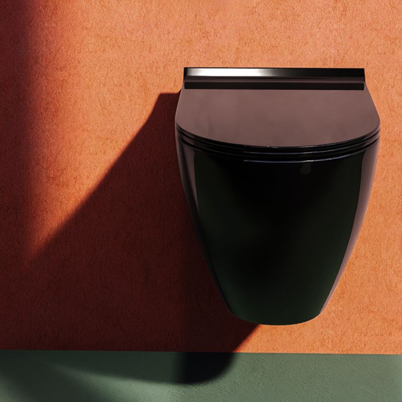 Contemporary Wall Hung Toilet Set Elongated Gloss Finish Ceramic Wall Mounted Bidet