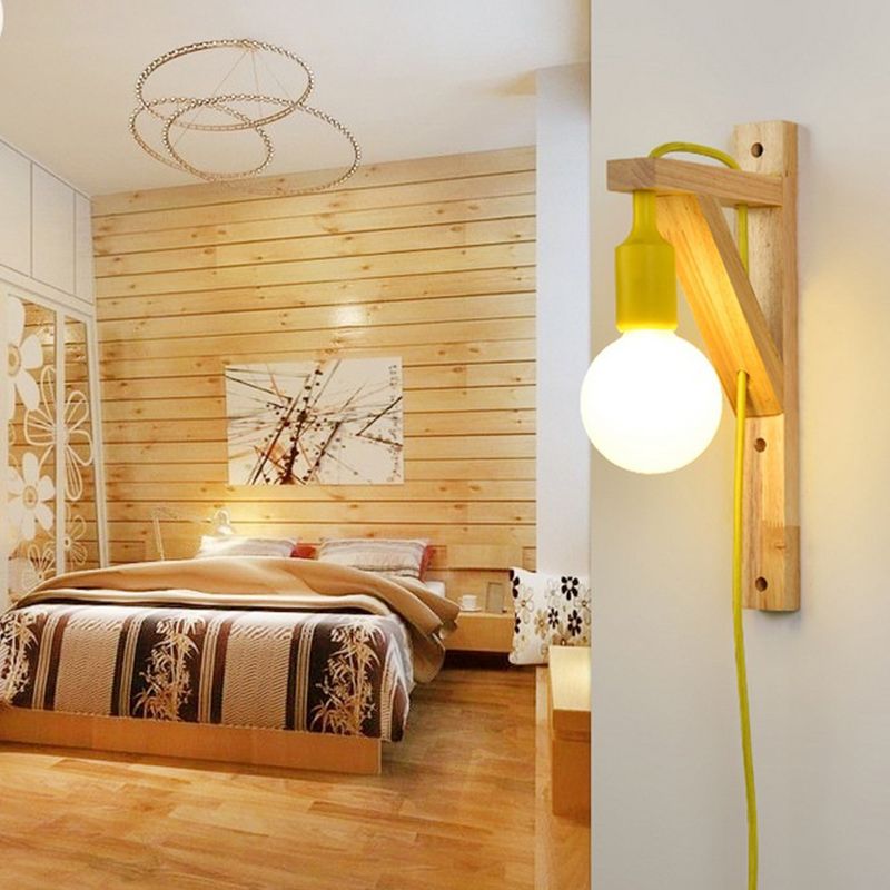 Wooden Simplicity Wall Sconce Household Wall Mounted Lamp for Sitting Room