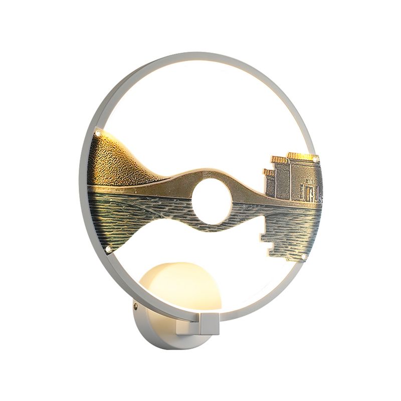 Muron de pont rond noir / blanc mural éclair