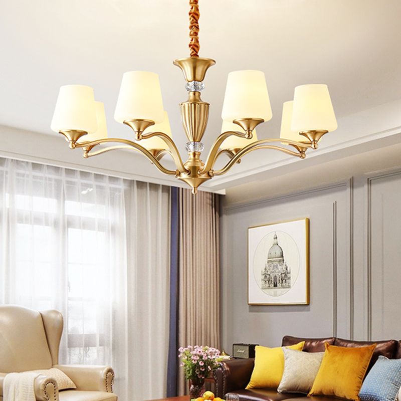 Bell Chandelier Lighting Fixtures Traditional Multi-Head Suspension Light with Clear Crystal