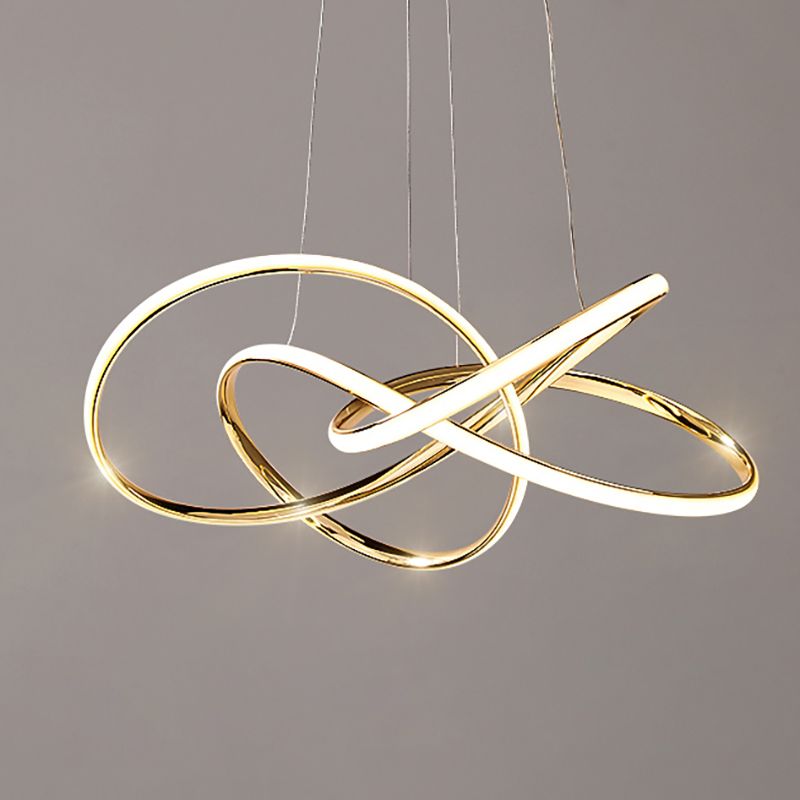 Modern Gold Chandelier Simple 1 Light LED Hanging Light with Aluminum for Bedroom