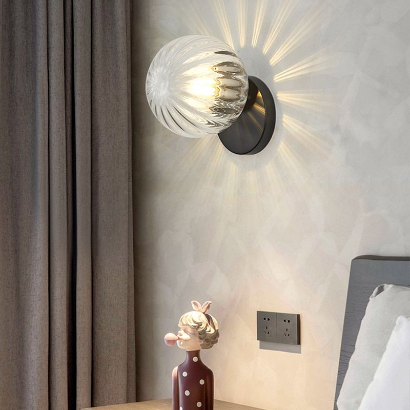 Modern Simplicity Wall Sconce 1 Light Metal Wall Lamp with Glass Ball Shade