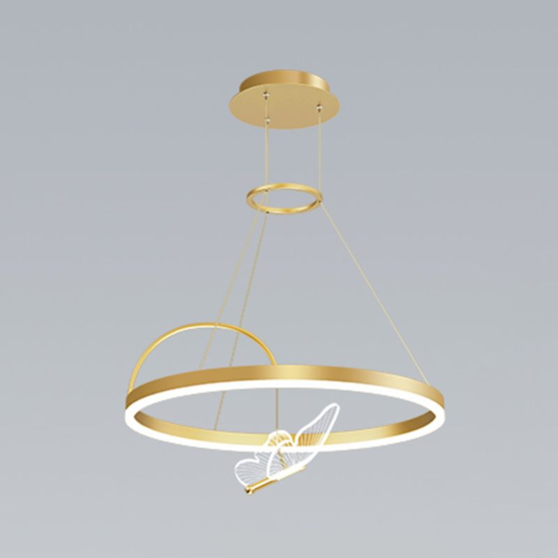 Butterfly Shape Metal Chandelier Lights Modern 3- Light Chandelier Lighting in Gold