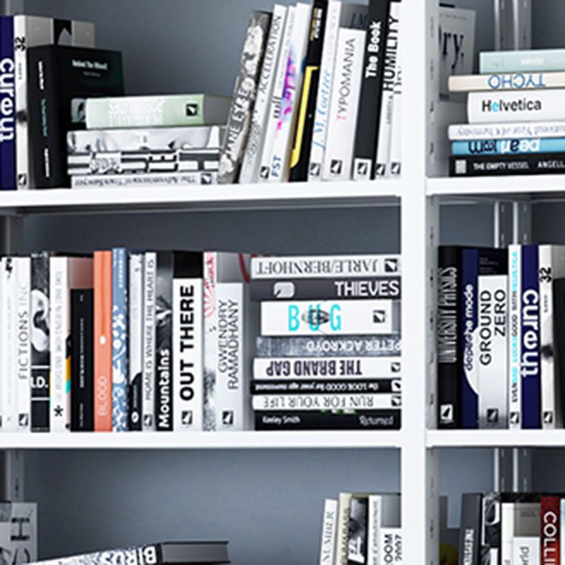 Metal Open Back Bookshelf Modern Rectangle Standard Bookcase