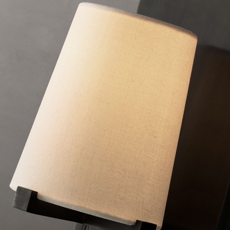 Modern Metal Wall Sconce Cone Shape Wall Light with Fabric Shade for Bedroom