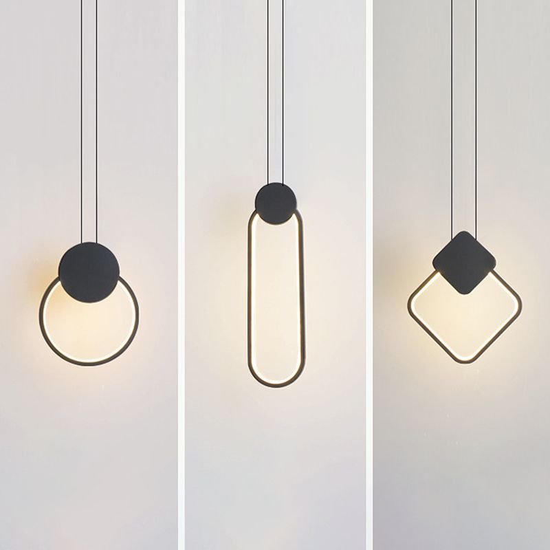 LED Slaapkamer Hanglamp Lichte armatuur eenvoud plafond hanger licht met geometrische metalen schaduw