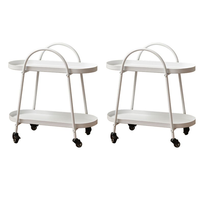 Contemporary Tray Top Double Tier End Table Oval End Slide Table with Storage