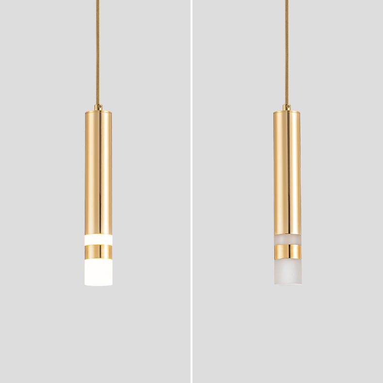 Forme de cylindre Metal Pendant Light Modern Style 1 Lumière Lumière Lumière en or