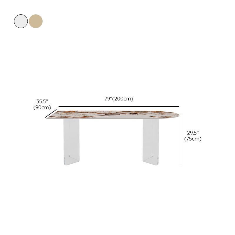 Modern Dining Table Sintered Stone Table with Acrylic Legs for Home Use