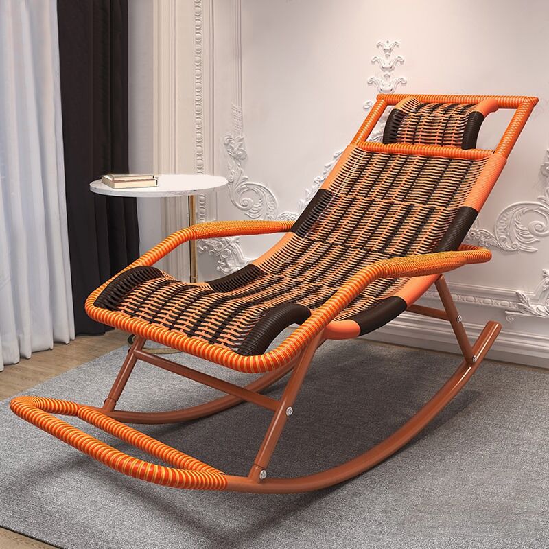 Traditional Indoor Recliner Chair Wicker Rocking Chair  Woven Rattan