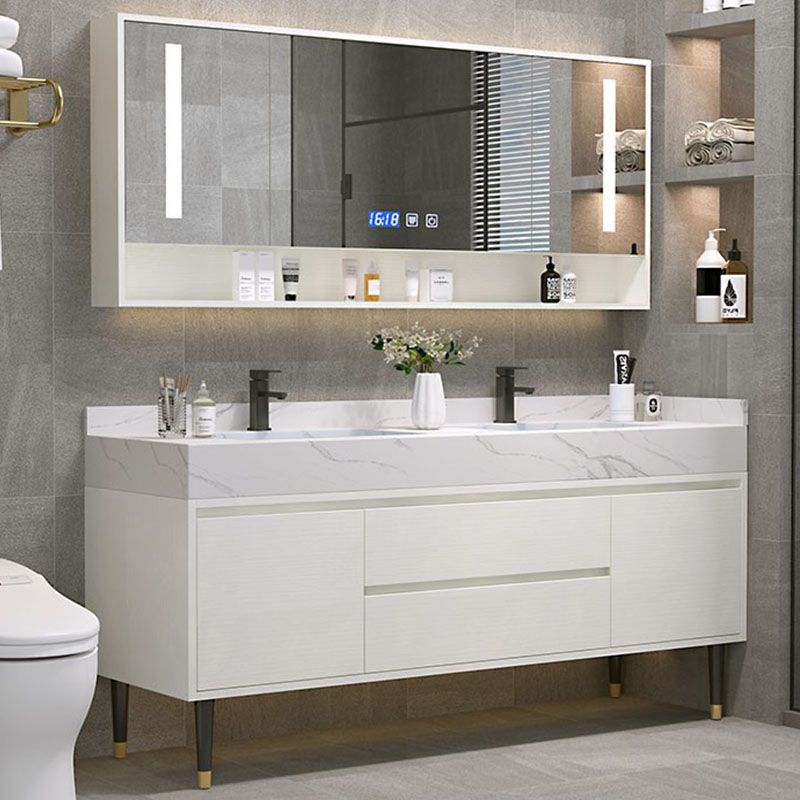Metal Frame Vanity 2 Doors Double Sink Mirror Freestanding Vanity Set with Drawers