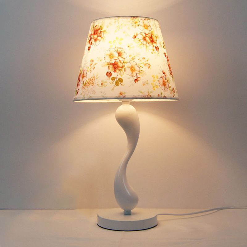 Cone Shape Bedroom Table Lamp Fabric Minimalist-Style Night Table Lamp