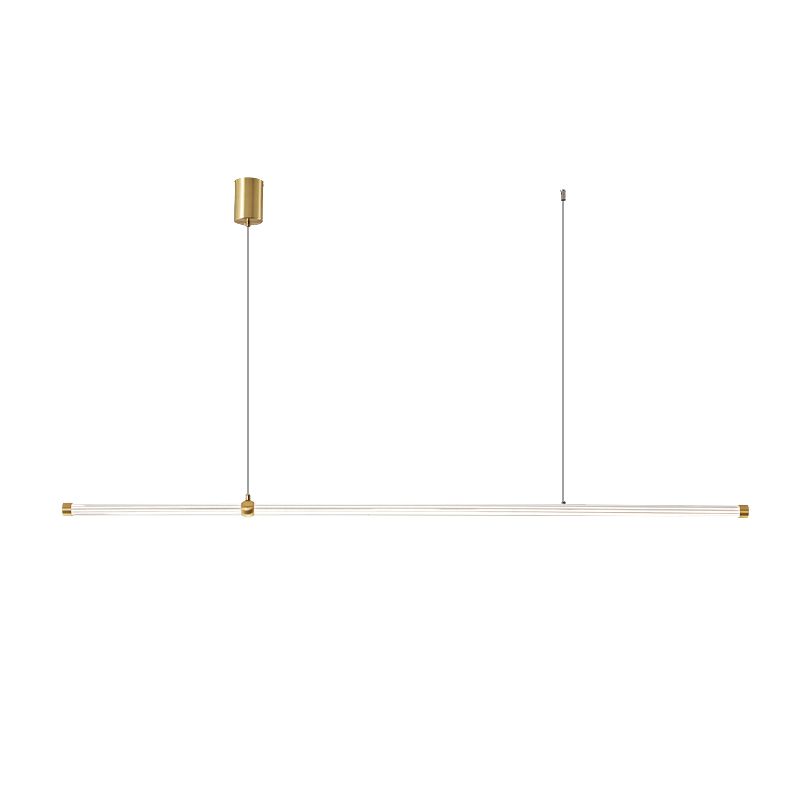 Linear LED Hanging Lamp Minimalism Island Light Fixture with Acrylic Shade for Dining Room