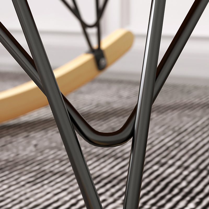 Contemporary Rocking Chair Fabric Upholstered Tufted Metal Frame Indoor Rocking Chair