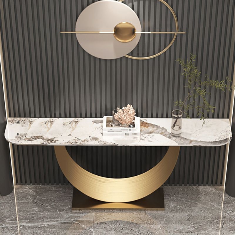Stone Half Moon Console Table Modern 33.46" Tall Accent Table
