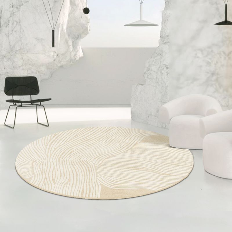 Apricot Line Rug Polyester Casual Rug Non-Slip Backing Rug for Drawing Room